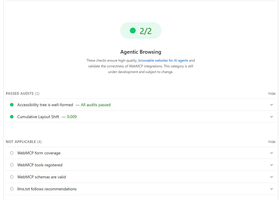 امتیاز Agentic Browsing